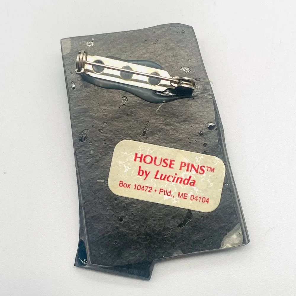 Lucinda House Pins Brooch‎ Resin Art Deco Style Architectural Jewelry 2.25